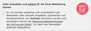 mytoys newsletter 5€ rabatt