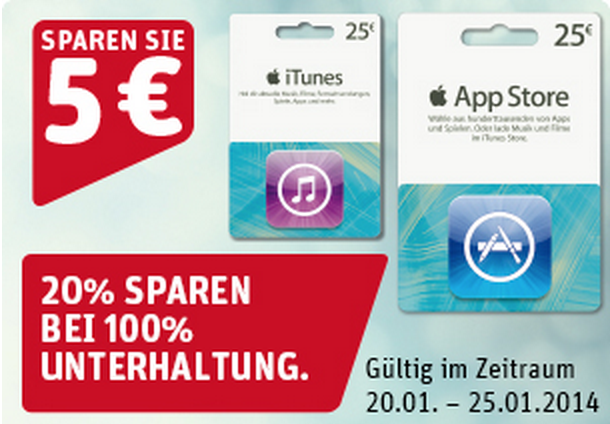 iTunes- und App-Store-Karten wieder mit Rabatt