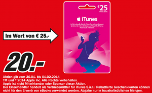 media markt 25€ itunes karte 2014